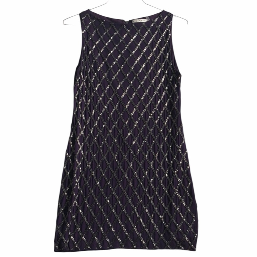✅ Alice + Olivia Purple Silk with glass bead embellishment Dress lined size 6